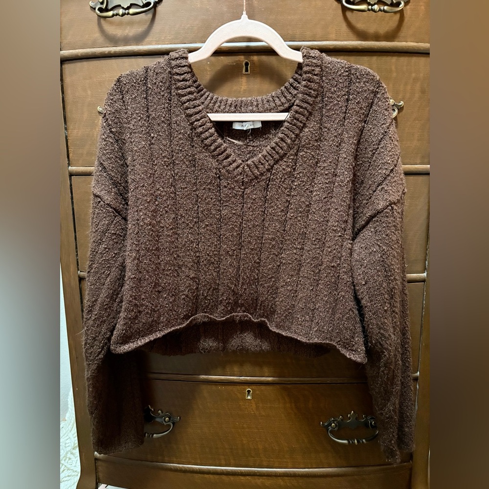 PacSun Chocolate V-Neck Sweater--XS